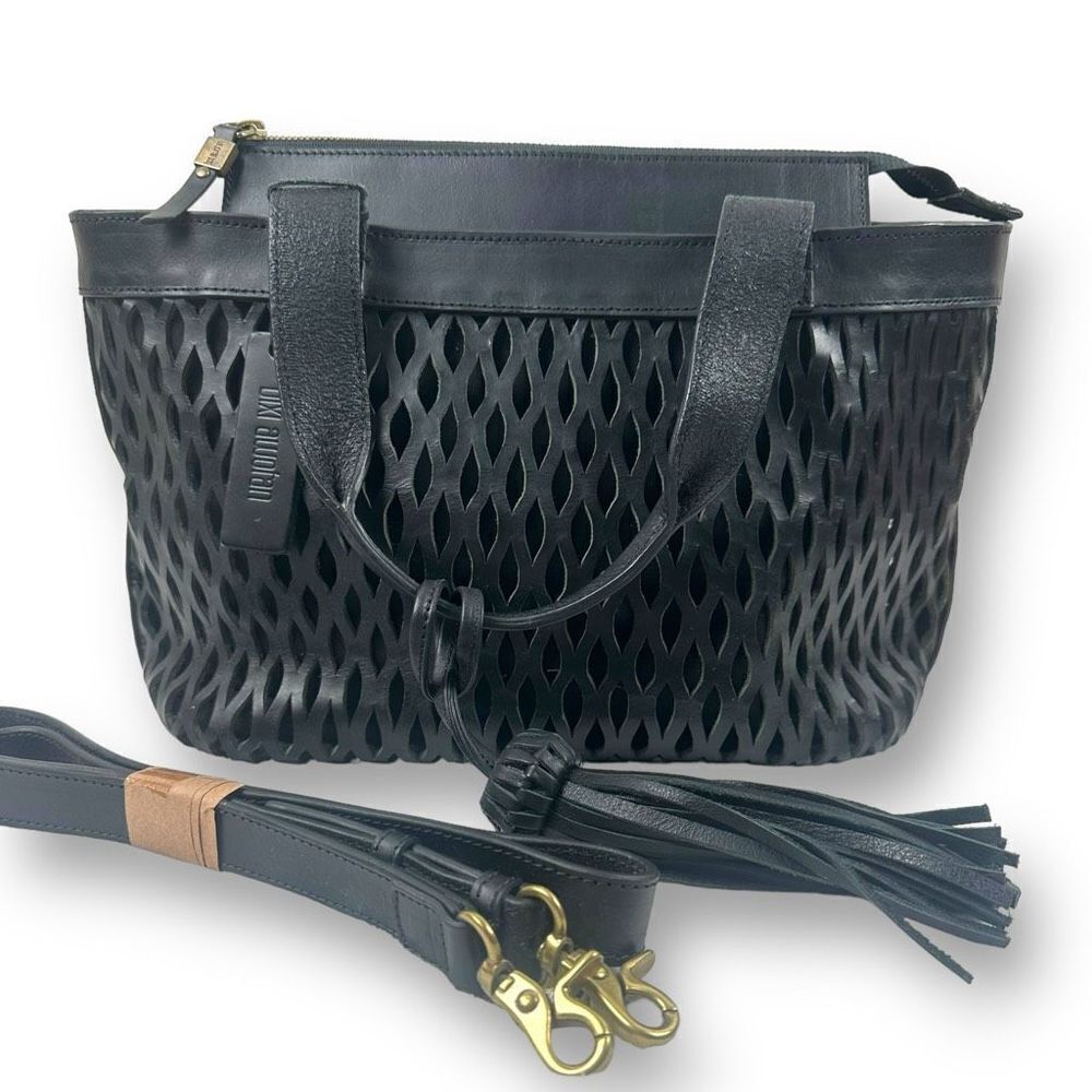 Bixi Awotan Large Talum Bolonado Black Soft Leather Handbag‎ Crossbody Purse New